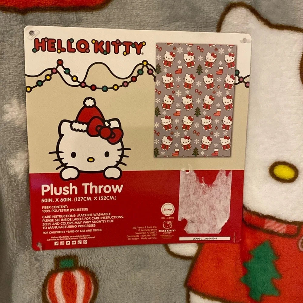 Hello Kitty Christmas holiday plush throw